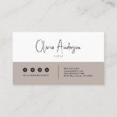 Elegant minimalistisch neutraal boho chic modern visitekaartje (Achterkant)