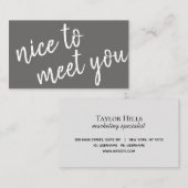 Elegant minimalistisch Nice om u te ontmoeten Gree Visitekaartje (Voorkant / Achterkant)