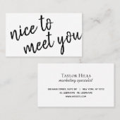 Elegant minimalistisch Nice om u te ontmoeten zwar Visitekaartje (Voorkant / Achterkant)