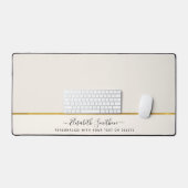 Elegant minimalistisch off white taupe goud Naam t Bureaumat (Keyboard & Muis)