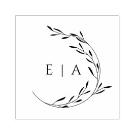 Elegant minimalistisch olievlek met groot monogram rubberstempel