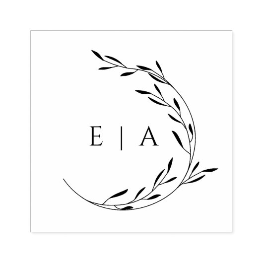 Elegant minimalistisch olievlek met groot monogram rubberstempel (Afrduk)