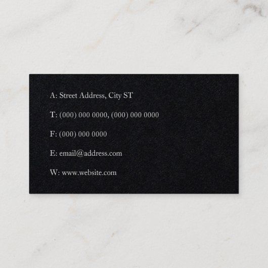 Elegant minimalistisch onderliggend zwart visiteka visitekaartje (Achterkant)