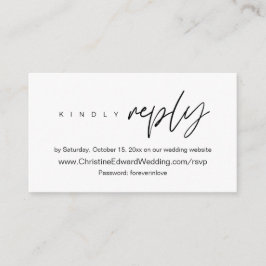 Elegant, minimalistisch, online weddenschap RSVP Informatiekaartje