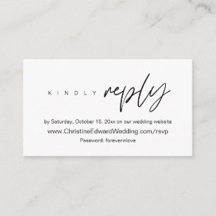 Elegant, minimalistisch, online weddenschap RSVP Informatiekaartje