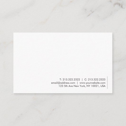Elegant minimalistisch ontwerp Aangepaste Sjabloon Visitekaartje (Achterkant)