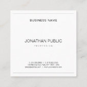 Elegant minimalistisch ontwerp Modern BW  Plain Vierkante Visitekaartje (Achterkant)