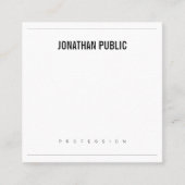 Elegant minimalistisch ontwerp Modern BW  Plain Vierkante Visitekaartje (Voorkant)