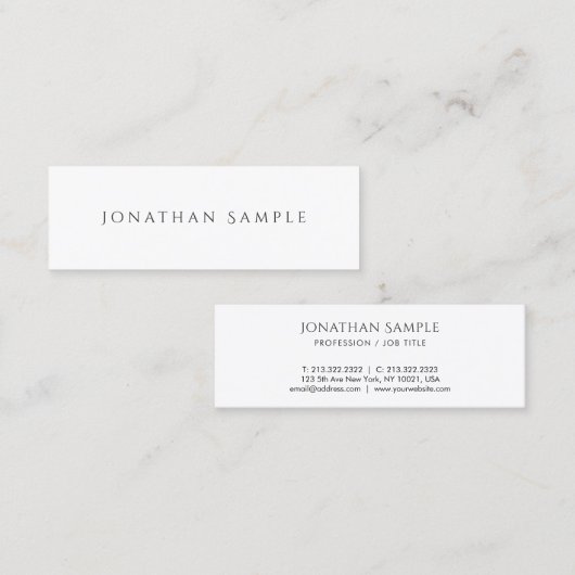 Elegant minimalistisch ontwerp modern mini visitekaartje (Voorkant / Achterkant)