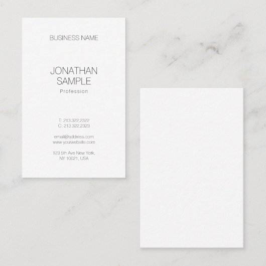 Elegant minimalistisch ontwerp Moderne verticale S Visitekaartje (Voorkant / Achterkant)