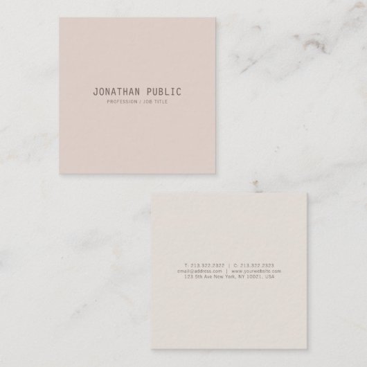 Elegant minimalistisch ontwerp Sjabloon Modern ren Vierkante Visitekaartje (Voorkant / Achterkant)