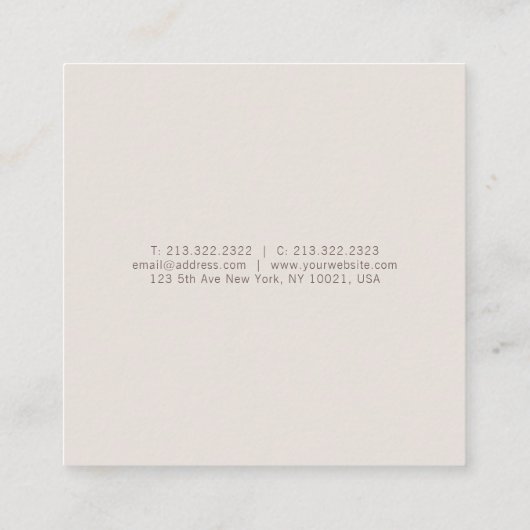 Elegant minimalistisch ontwerp Sjabloon Modern ren Vierkante Visitekaartje (Achterkant)