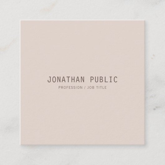 Elegant minimalistisch ontwerp Sjabloon Modern ren Vierkante Visitekaartje (Voorkant)