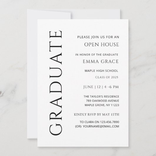 Elegant minimalistisch open huis Afstuderen Kaart (Voorkant)
