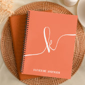 Elegant minimalistisch Oranje monogram script bull Notitieboek