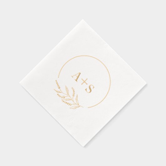 Elegant minimalistisch paar Initialen bruiloft gou Folie Servetten (Rechts)