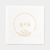 Elegant minimalistisch paar Initialen bruiloft gou Folie Servetten (Voorkant)