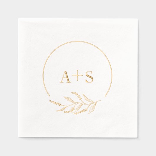 Elegant minimalistisch paar Initialen bruiloft gou Folie Servetten (Voorkant)