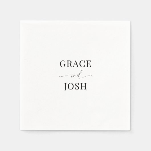 Elegant minimalistisch paar naam bruiloft servet (Voorkant)