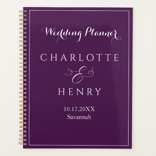Elegant minimalistisch Paars huwelijk Planner (Voorkant)
