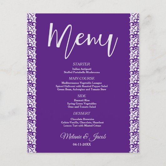 Elegant Minimalistisch Paars Menu (Voorkant)