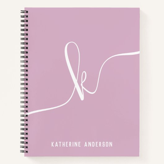 Elegant minimalistisch Paars monogram script bulle Notitieboek (Voorkant)