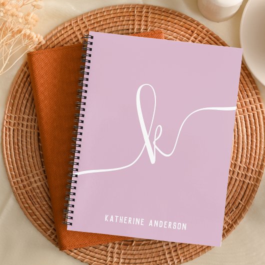 Elegant minimalistisch Paars monogram script bulle Notitieboek
