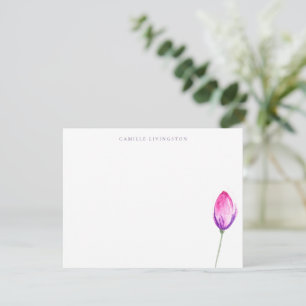Elegant minimalistisch Paars roze Floral, speciaal Notitiekaartje