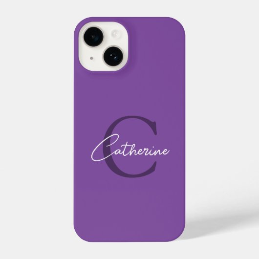 Elegant Minimalistisch Paarse Script Monogram iPhone Hoesje (Achterkant)
