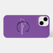 Elegant Minimalistisch Paarse Script Monogram iPhone Hoesje (Achterkant horizontaal)