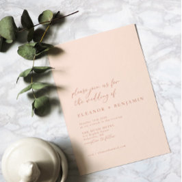 Elegant minimalistisch perachy Blush Pink Chic Wed Kaart