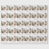 Elegant Minimalistisch Prettig Kerstmis 3 Foto Vak Cadeaupapier (Vlak)