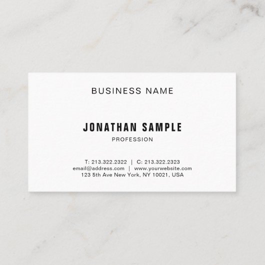 Elegant minimalistisch professioneel modern B&W-pl Visitekaartje (Achterkant)