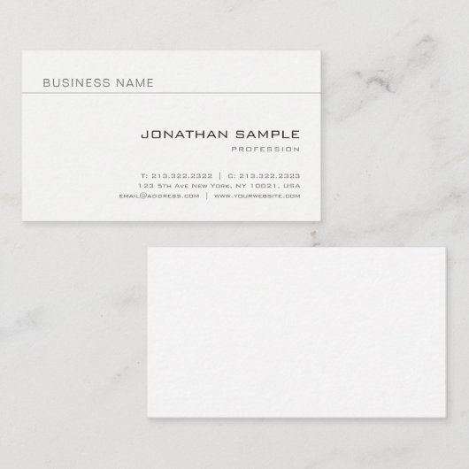 Elegant minimalistisch professioneel modern visitekaartje (Voorkant / Achterkant)