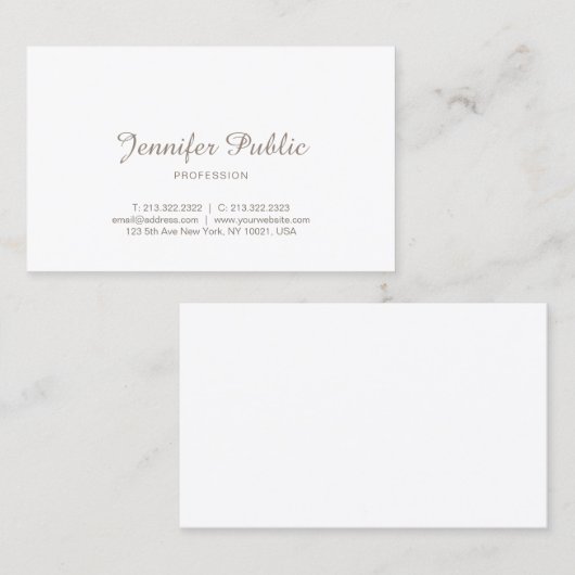 Elegant minimalistisch professioneel modern visitekaartje (Voorkant / Achterkant)