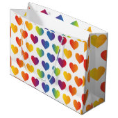 Elegant Minimalistisch Regenboog Hart Ontwerp Groot Cadeauzakje (Voorkant Gekanteld)