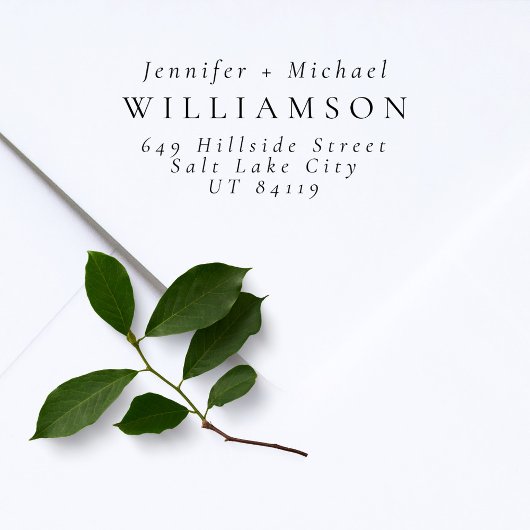 Elegant minimalistisch retouradres voor echtpaar rubberstempel