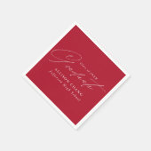 Elegant minimalistisch rood en wit Afstuderen Servet (Hoek)