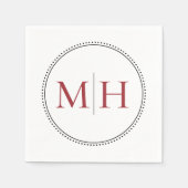 Elegant minimalistisch rood monogram huwelijk servet (Voorkant)