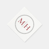 Elegant minimalistisch rood monogram huwelijk servet (Hoek)