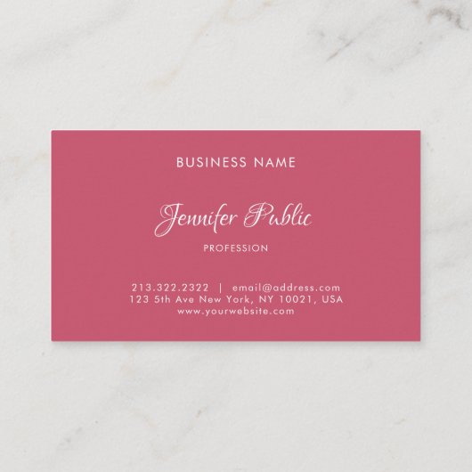 Elegant minimalistisch rood Sjabloon Moderne Eenvo Visitekaartje (Achterkant)