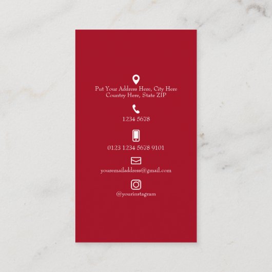 Elegant minimalistisch rood Visitekaartje (Achterkant)