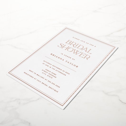 Elegant minimalistisch Roos Gold Foil Vrijgezellen Folie Uitnodiging (Gedraaid)