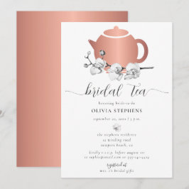 Elegant minimalistisch Roos Gold Orchid Tea Bridal Kaart