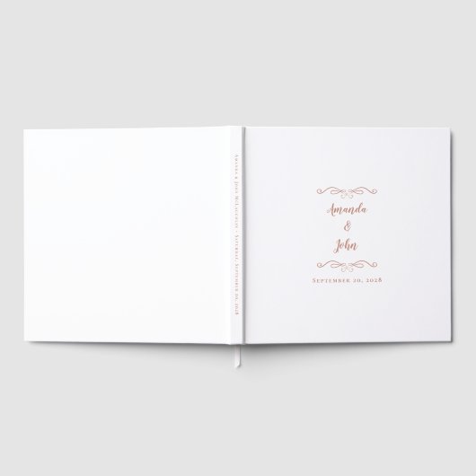 Elegant minimalistisch Roos Gold Pink Script Wedde Gastenboek (Volledig)