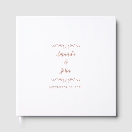 Elegant minimalistisch Roos Gold Pink Script Wedde Gastenboek (Voorkant)