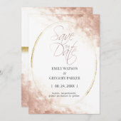 Elegant minimalistisch roos goud met uitzondering save the date (Voorkant / Achterkant)