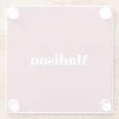 Elegant Minimalistisch Roos Goud Wit Naam Glazen Onderzetter (Achterkant)