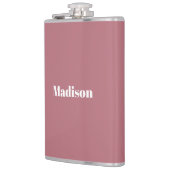 Elegant Minimalistisch Roos Goud Wit Naam Heupfles (Links)