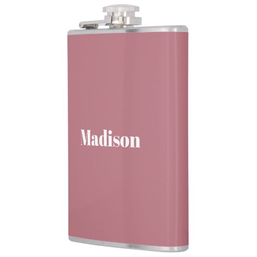 Elegant Minimalistisch Roos Goud Wit Naam Heupfles (Links)